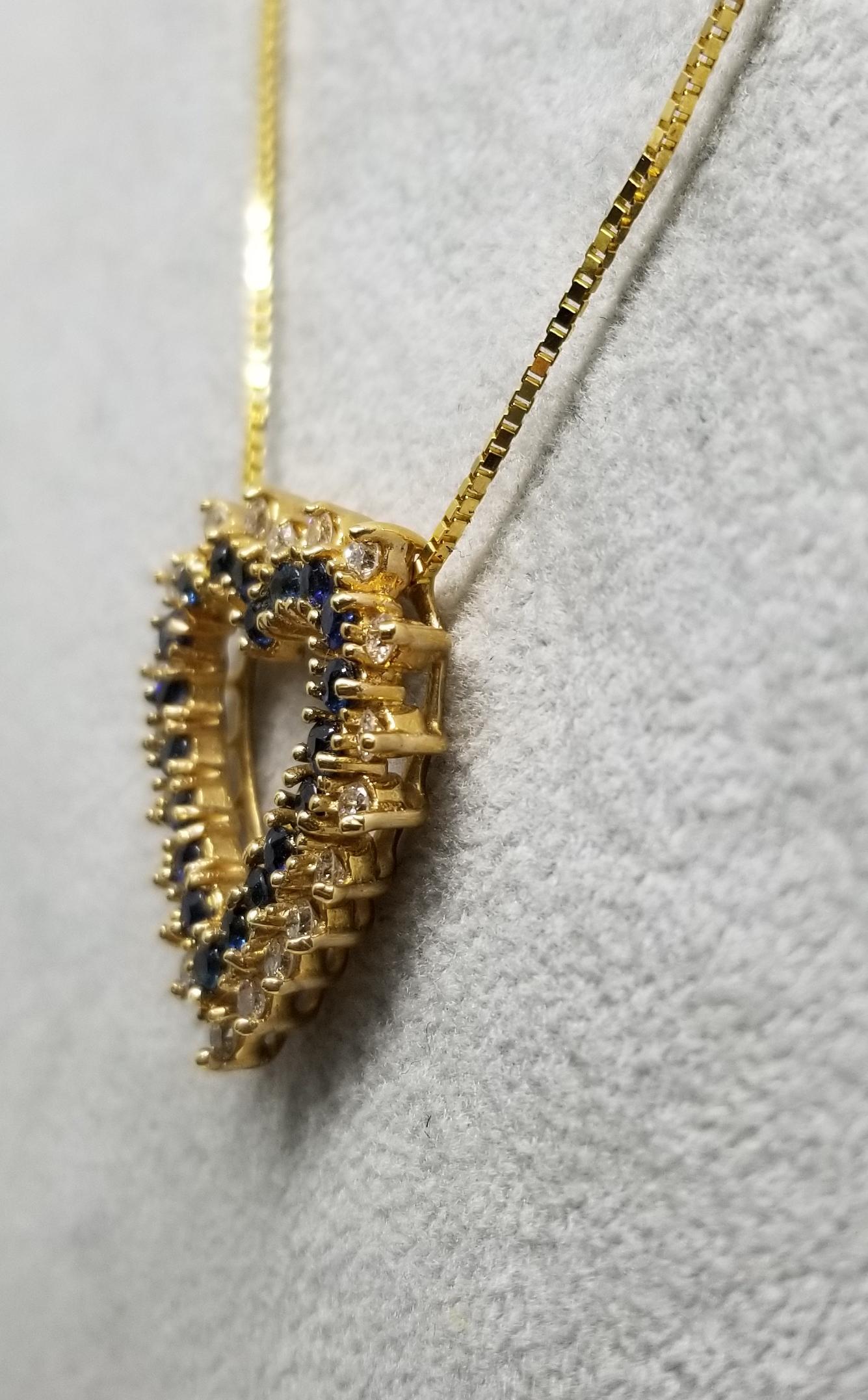 sapphire and diamond heart pendant