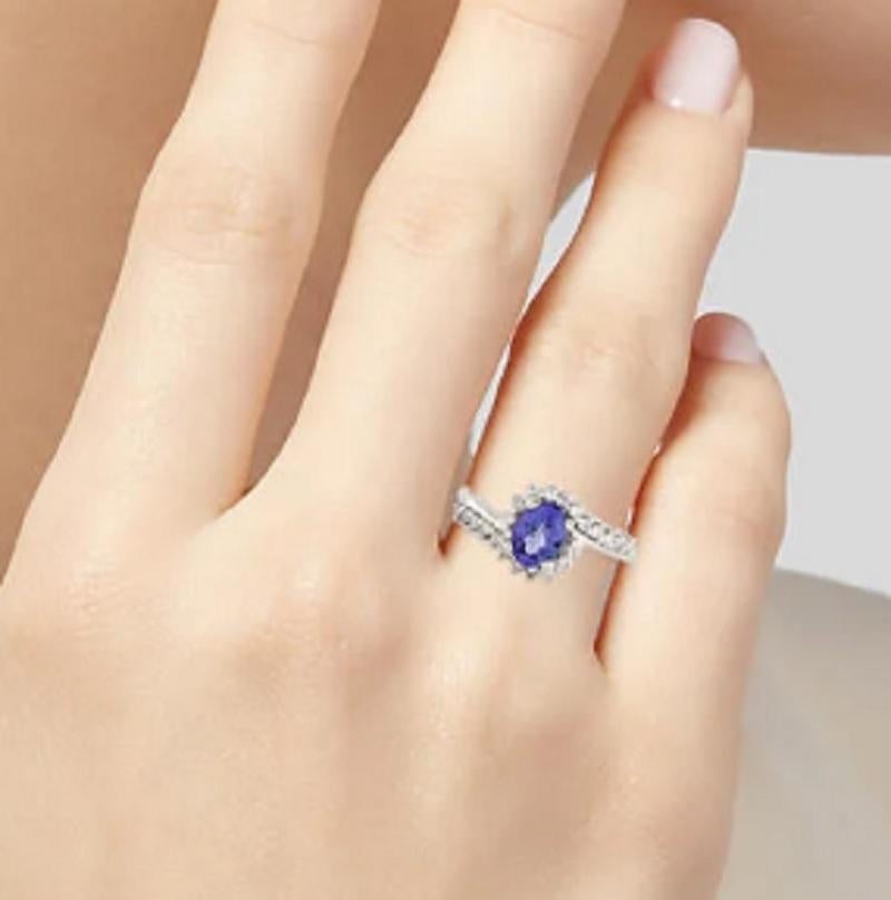 Oval Cut 14k Diamond and Tanzanite Cocktail Ring For Sale