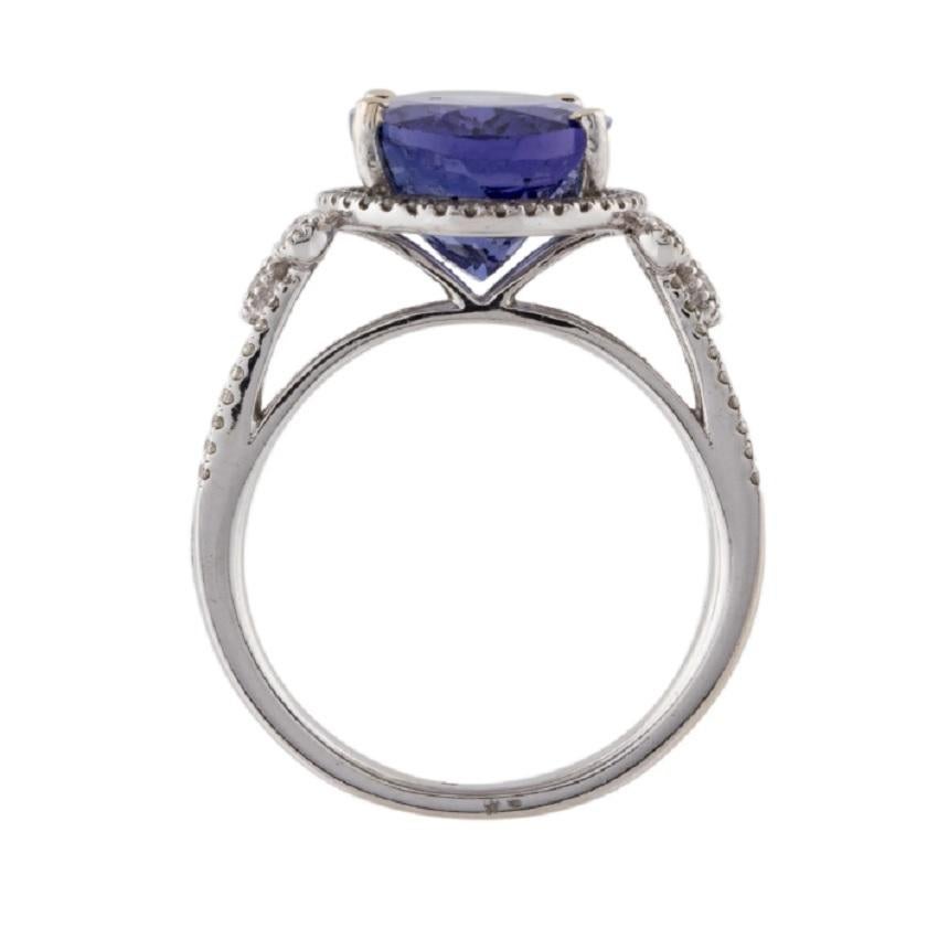 Women's or Men's 14k Diamond and Tanzanite Cocktail Ring For Sale