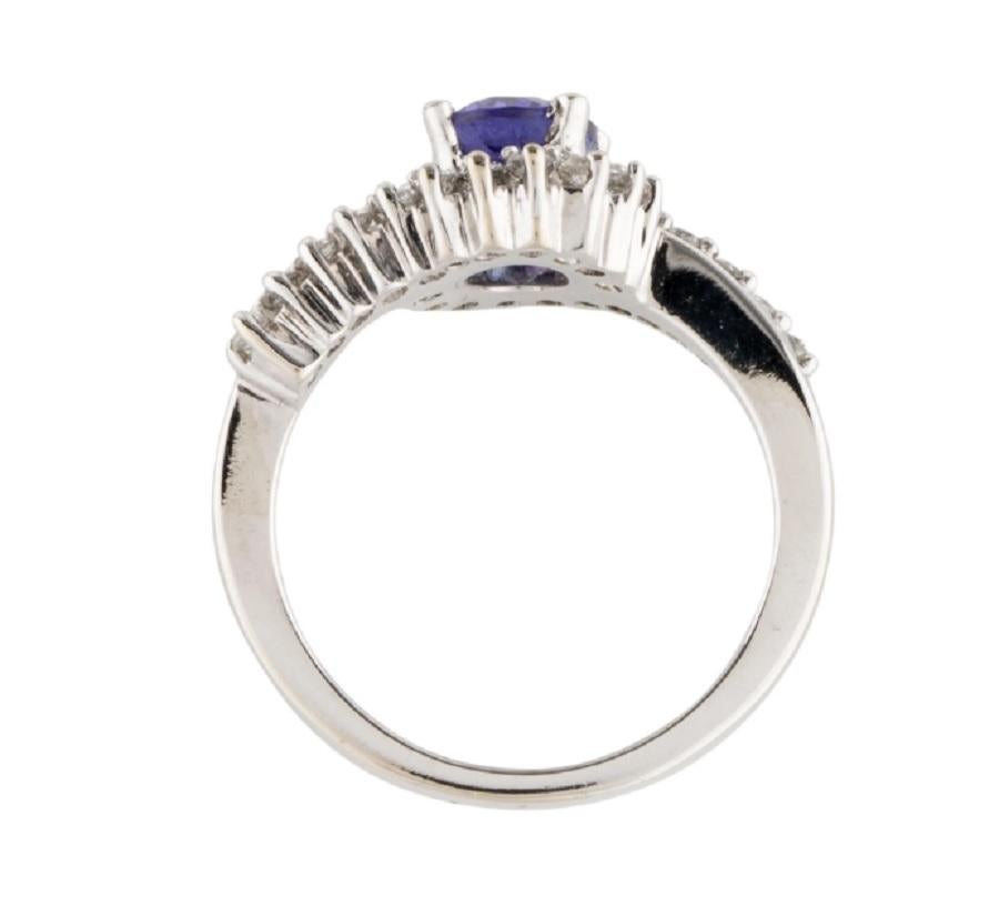 Women's or Men's 14k Diamond and Tanzanite Cocktail Ring For Sale