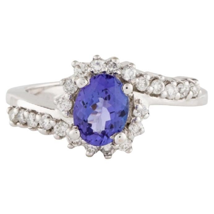 14k Diamond and Tanzanite Cocktail Ring For Sale