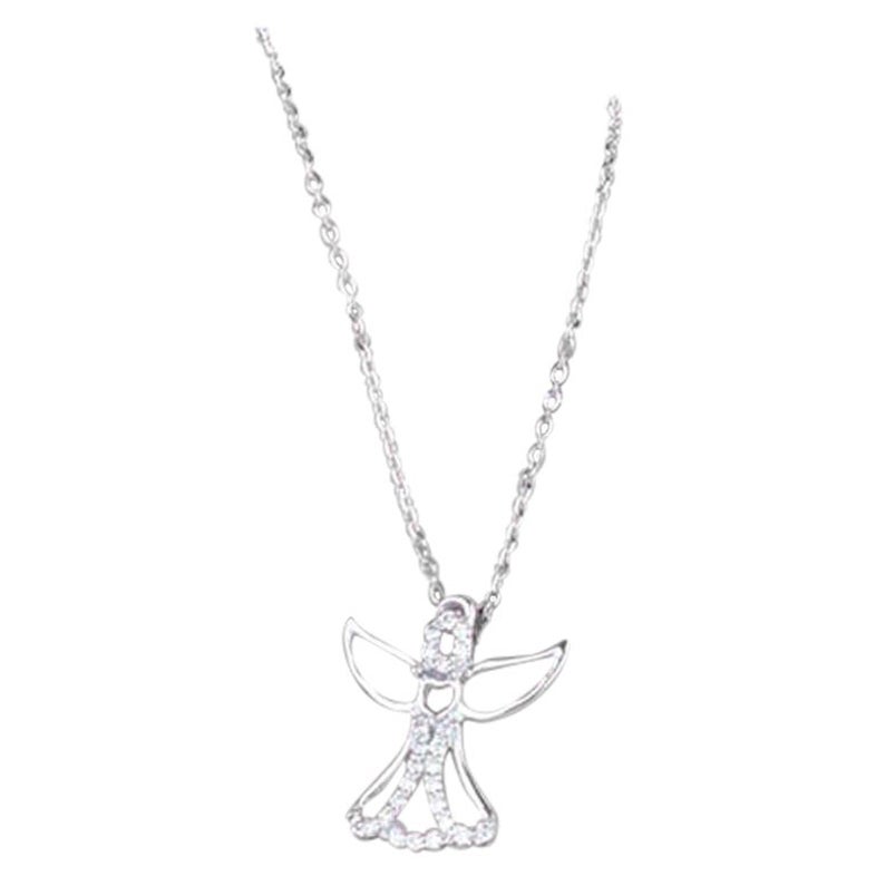 Collar Ala de Angel 14k Diamantes Collar Angel de la Guarda