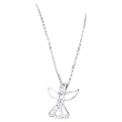 14k Diamant-Halskette mit Engelsflügel-Halskette, Guardian Angel-Halskette