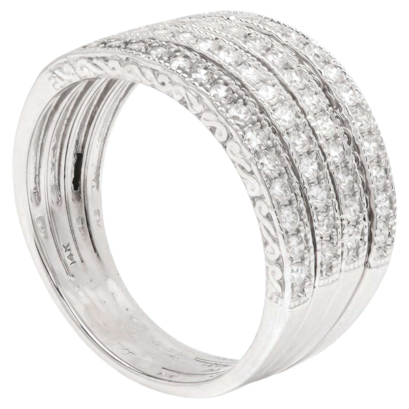 14k Diamant Band Ring Natürliche Diamanten Massiv Weißgold Finger Größe 9