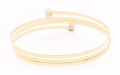 14 Karat Diamond Bangle Flex Coil Yellow White Gold 0.14 Carat