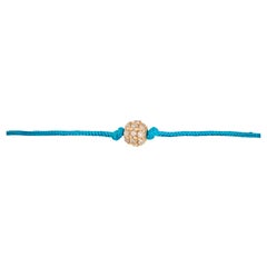 14k diamond bead bracelet with azure blue nylon