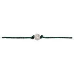 14k diamond bead bracelet with dark green nylon