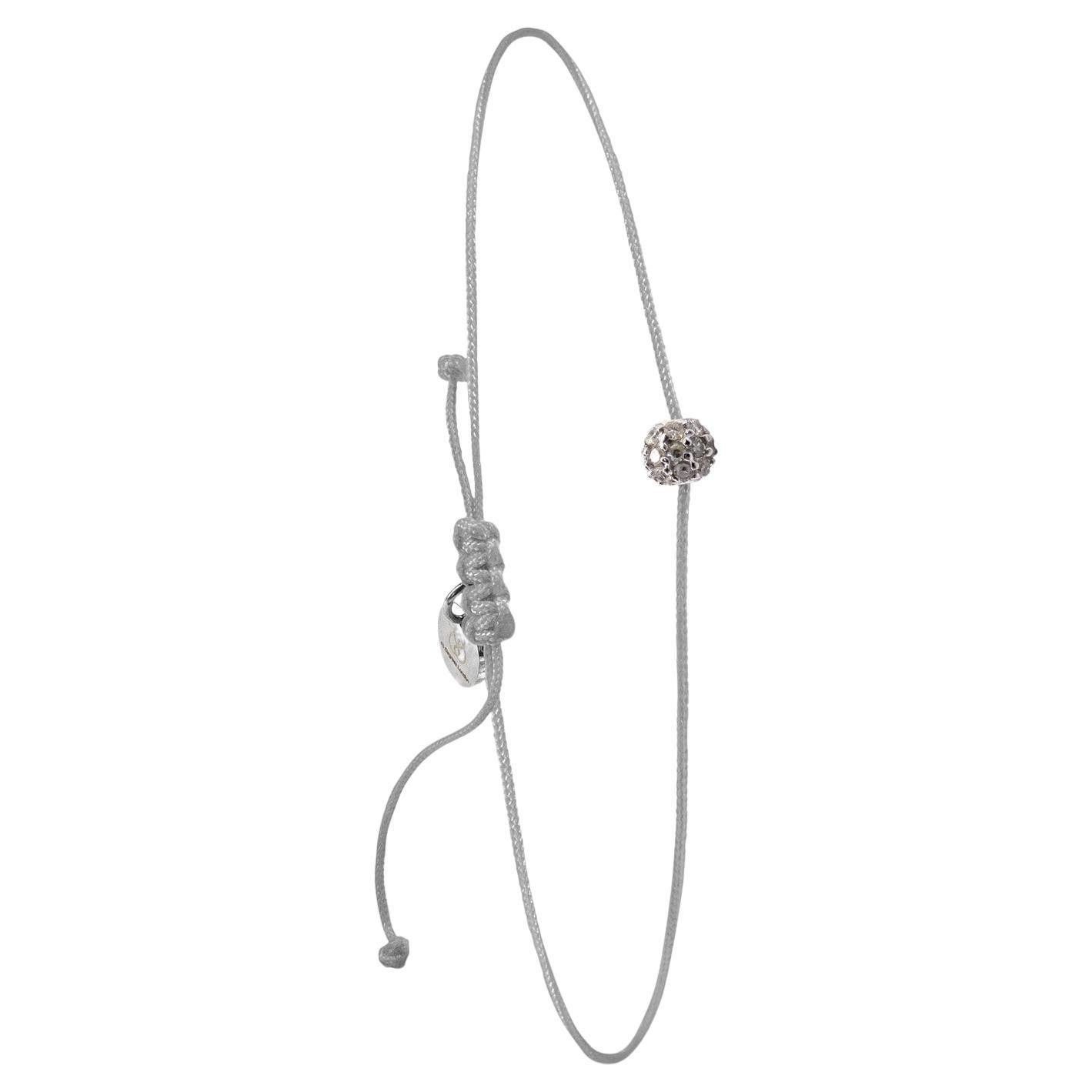14k diamond bead bracelet with grey nylon For Sale