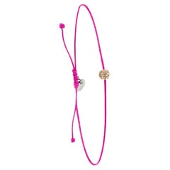 14k diamond bead bracelet with pink nylon