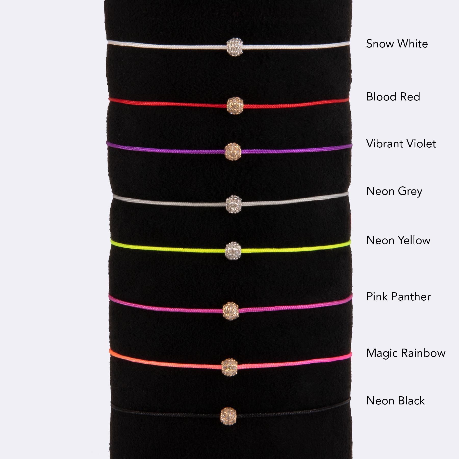 14k diamond bead bracelet with rainbow nylon For Sale 3