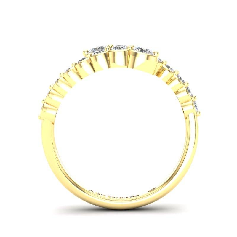 14K Yellow Gold Diamond Bezel Bypass Stackable Ring Band For Sale 2
