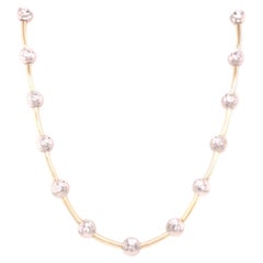 14k Diamond Bezel Link Necklace Two-Tone Gold
