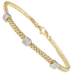 14 Karat Diamond Bracelet Rope Motif Yellow Gold 0.54 Carat