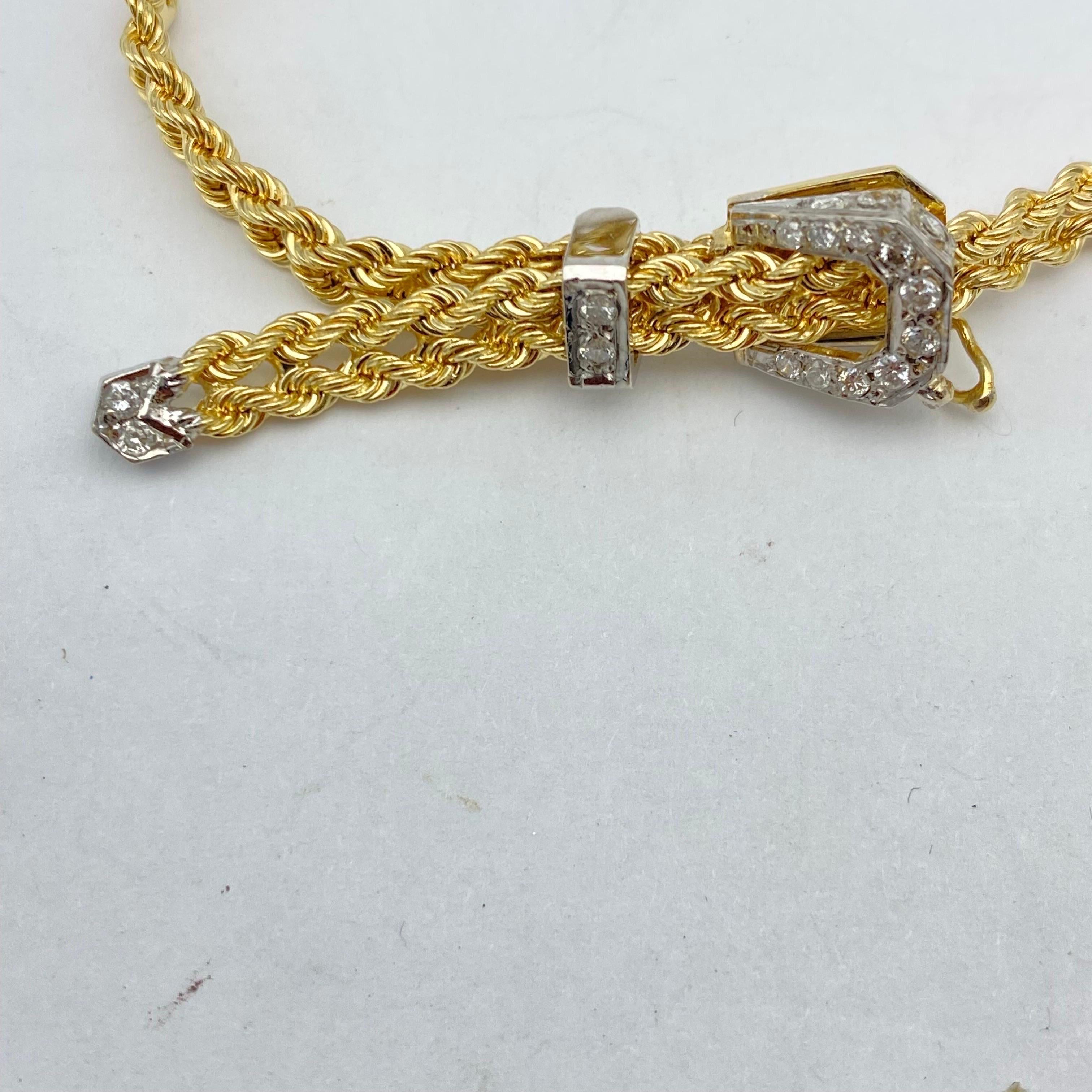 14K Diamant-Schnalle Armband Seil .15 Karat (Zeitgenössisch)