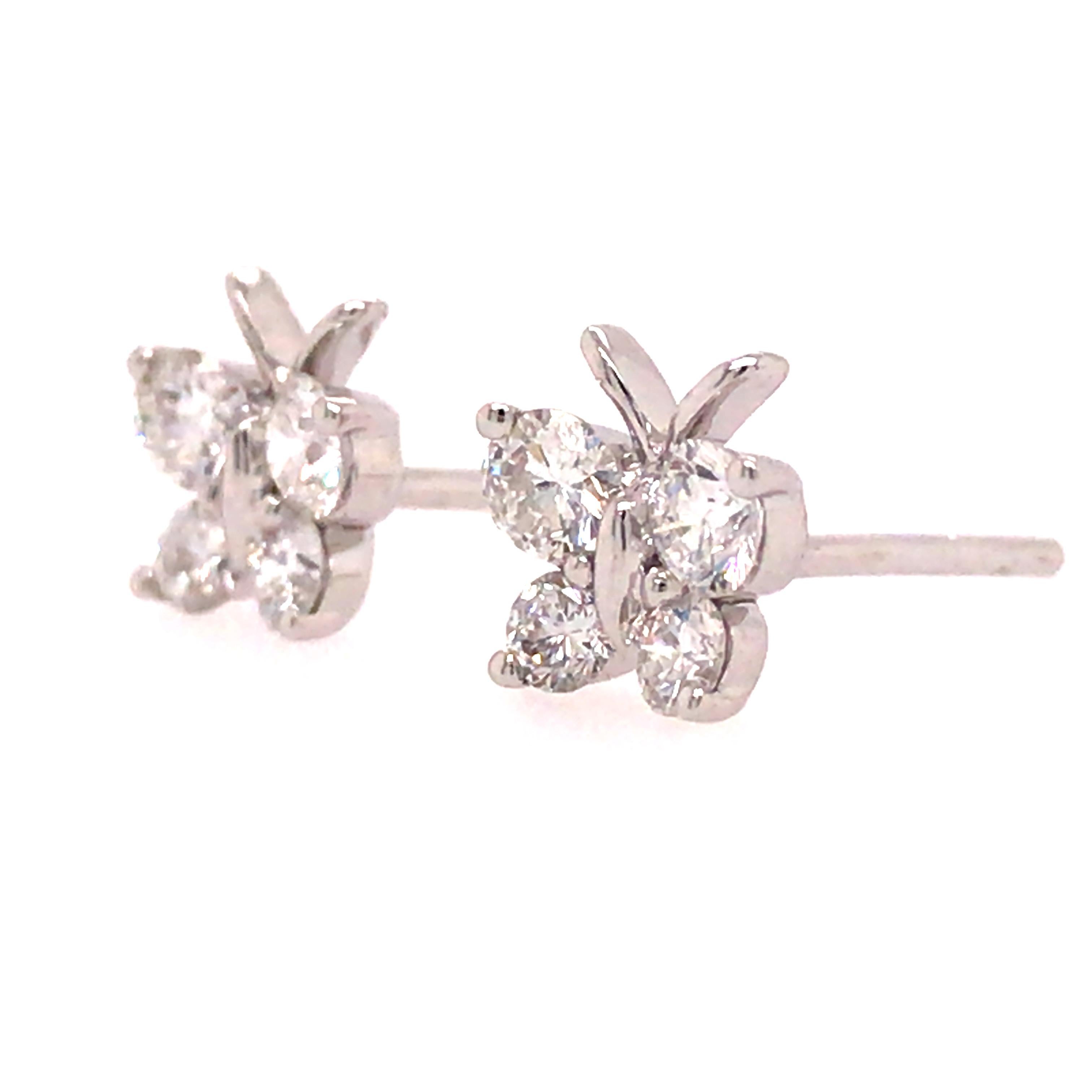 14k white gold butterfly earrings