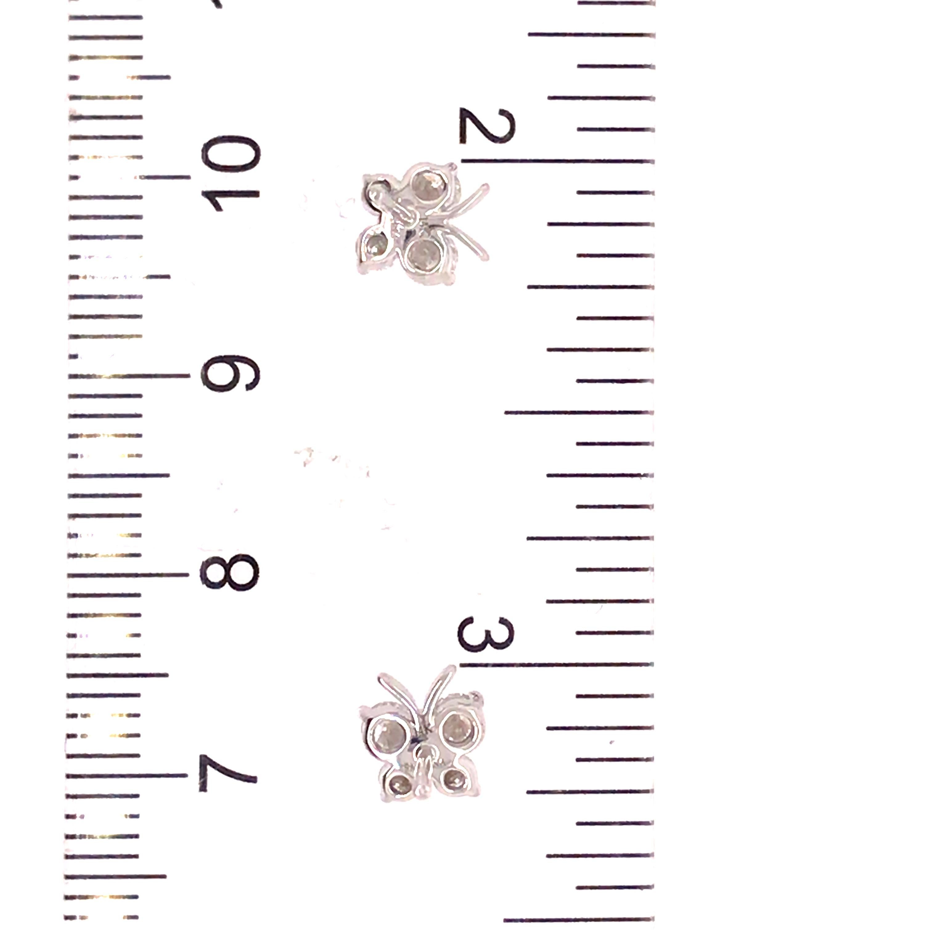 14K Diamond Butterfly Earrings White Gold 1