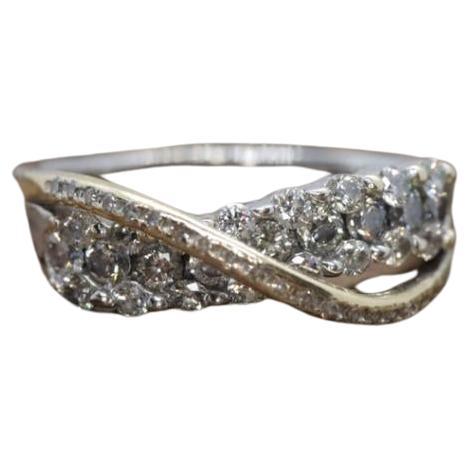 14K Diamant Bypass-Ring. Diamond Cluster Wave Abstrakter Ehering. Unendlichkeit im Angebot