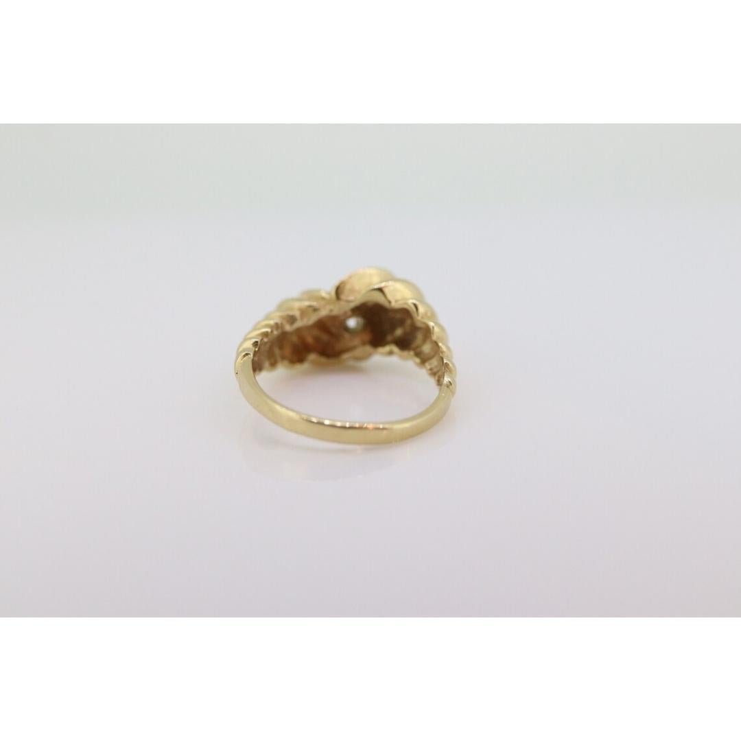 14K Diamond Bypass ring. Lobster Tail Sfogliatella Croissant Pastry Ring. Toi et For Sale 3