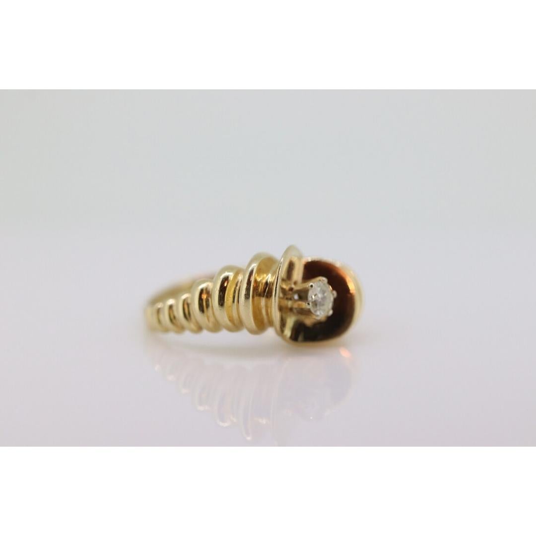 14K Diamond Bypass ring. Lobster Tail Sfogliatella Croissant Pastry Ring. Toi et For Sale 4