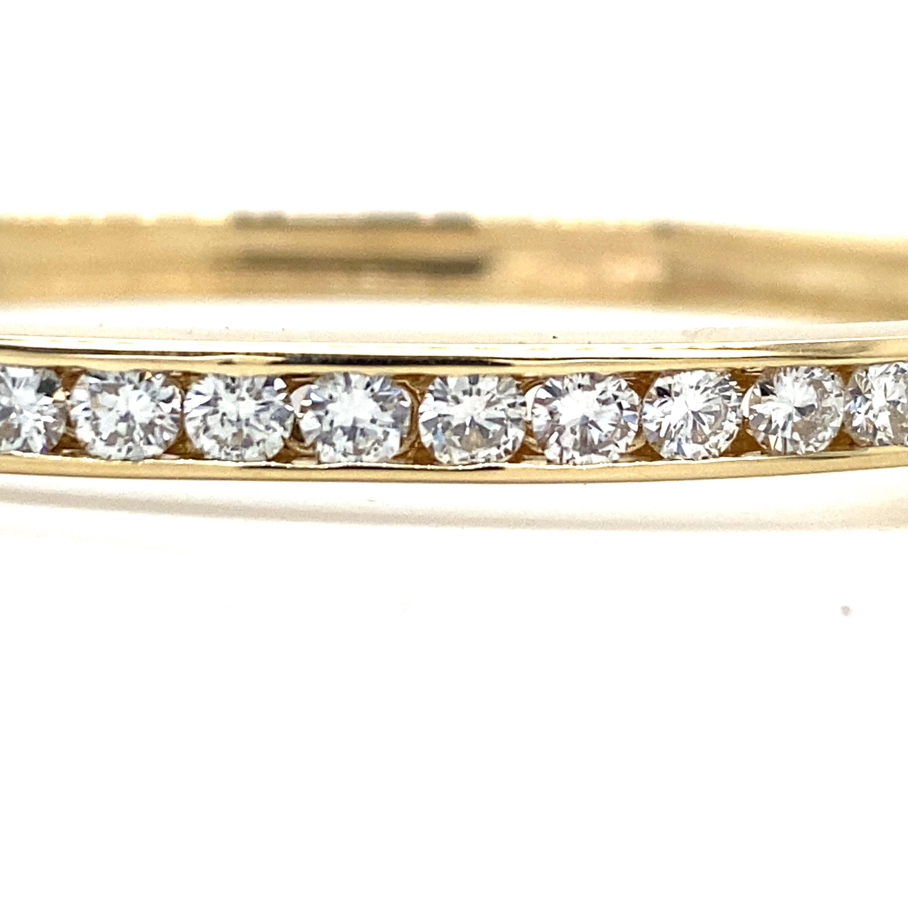 14K Diamant-Armreif aus Gelbgold mit Kanal (Rundschliff)