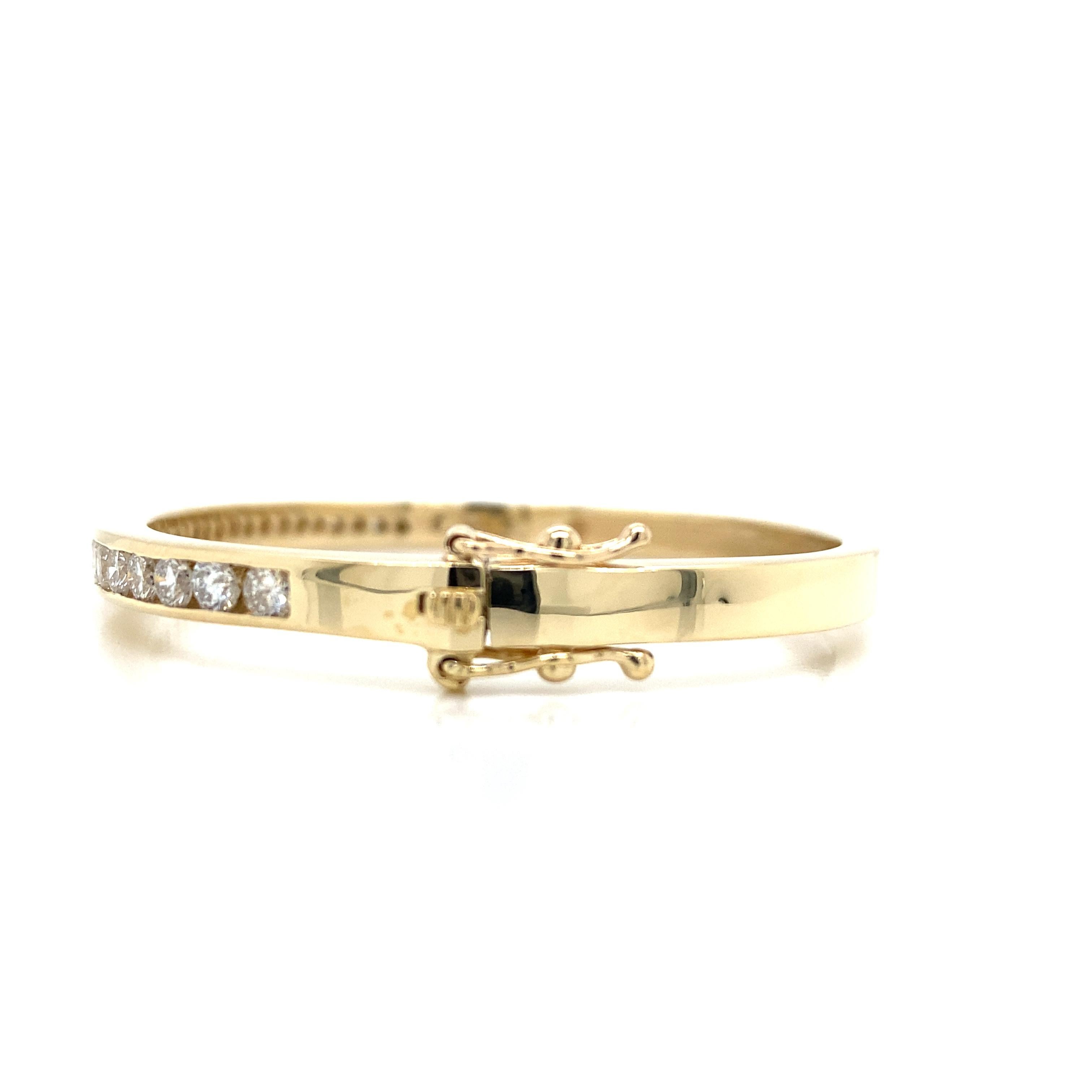 14K Diamant-Armreif aus Gelbgold mit Kanal Damen