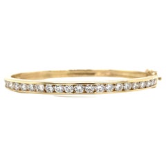 14k Diamond Channel Bangle Bracelet Yellow Gold