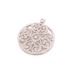 14K Diamond Circle Filigree Pendant Enhancer White Gold