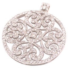 14K Diamond Circle Filigree Pendant Enhancer White Gold