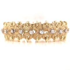 14K Diamond Circle Link Bracelet Yellow Gold