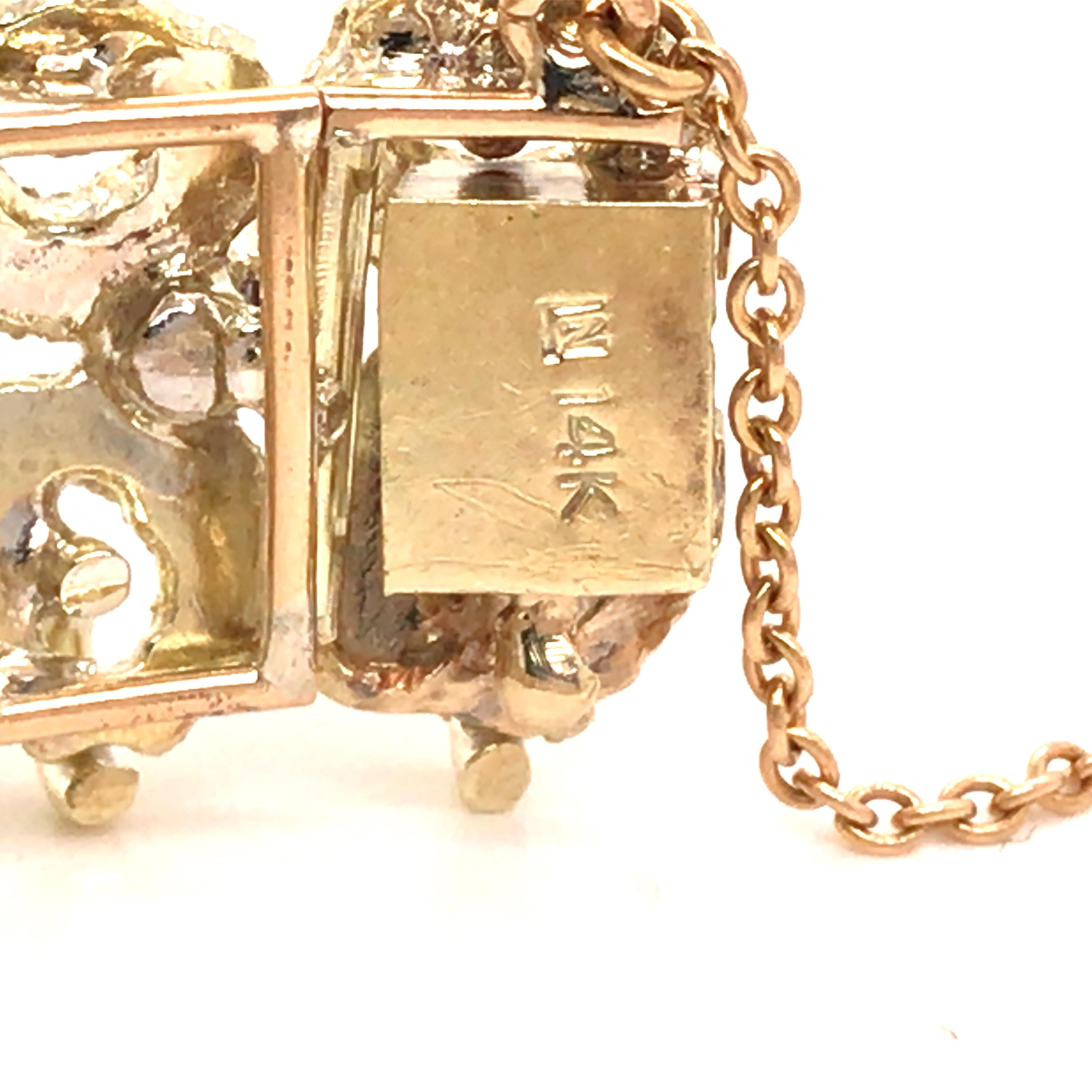 14K Diamond Circle Link Bracelet Yellow Gold For Sale 1