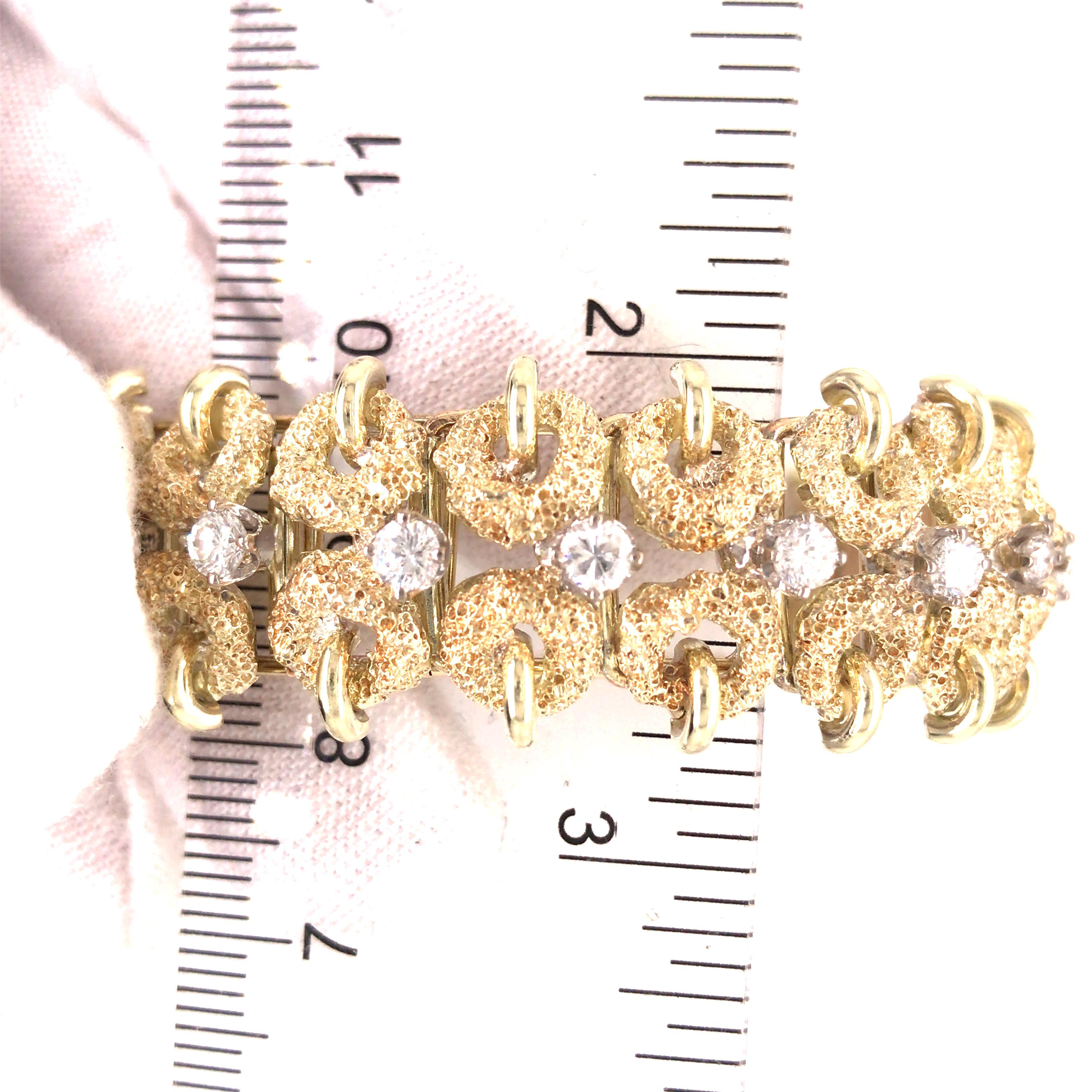 14K Diamond Circle Link Bracelet Yellow Gold For Sale 3