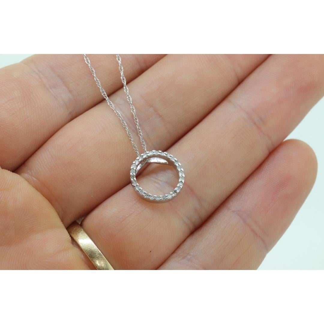 Pendentif cercle de vie, cercle ouvert, cercle d'éternité en diamant 14 carats en vente 2