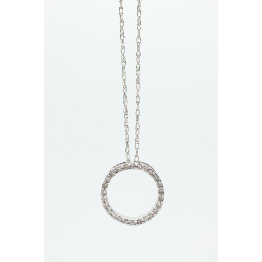 Pendentif cercle de vie, cercle ouvert, cercle d'éternité en diamant 14 carats en vente 3
