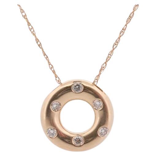 Pendentif en diamant 14 carats avec cercle de vie, cercle ouvert, cercle d'éternité et diamant