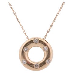 Pendentif en diamant 14 carats avec cercle de vie, cercle ouvert, cercle d'éternité et diamant