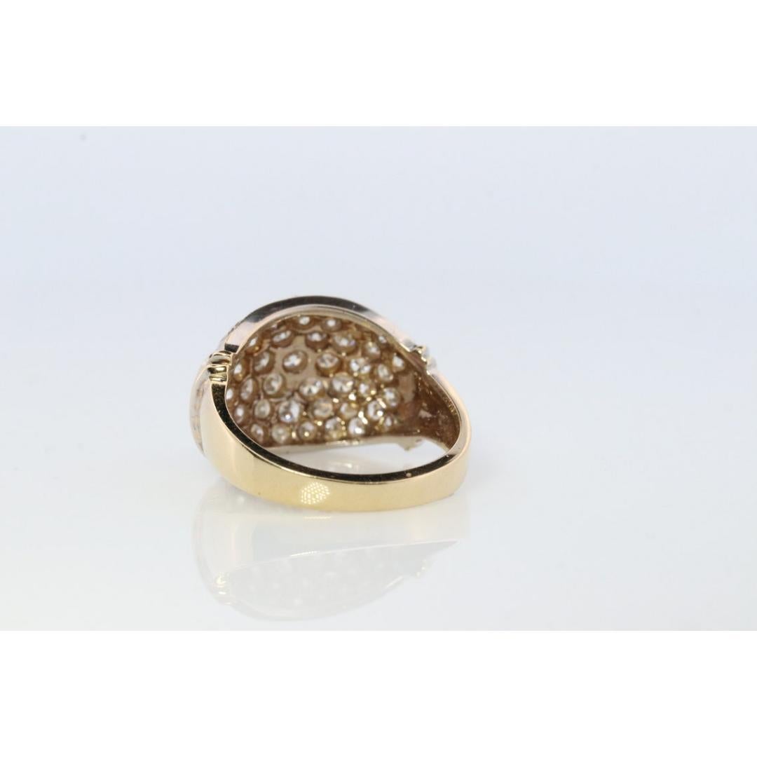 14k Diamond Cluster Bombe Dome Ring. Contemporary Diamond cluster dome cocktail In Good Condition In Port Charlotte, FL