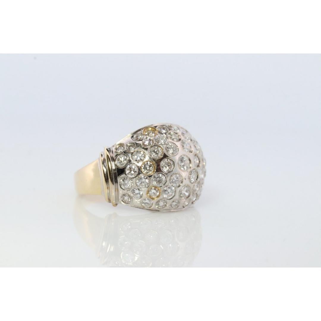 Women's 14k Diamond Cluster Bombe Dome Ring. Contemporary Diamond cluster dome cocktail