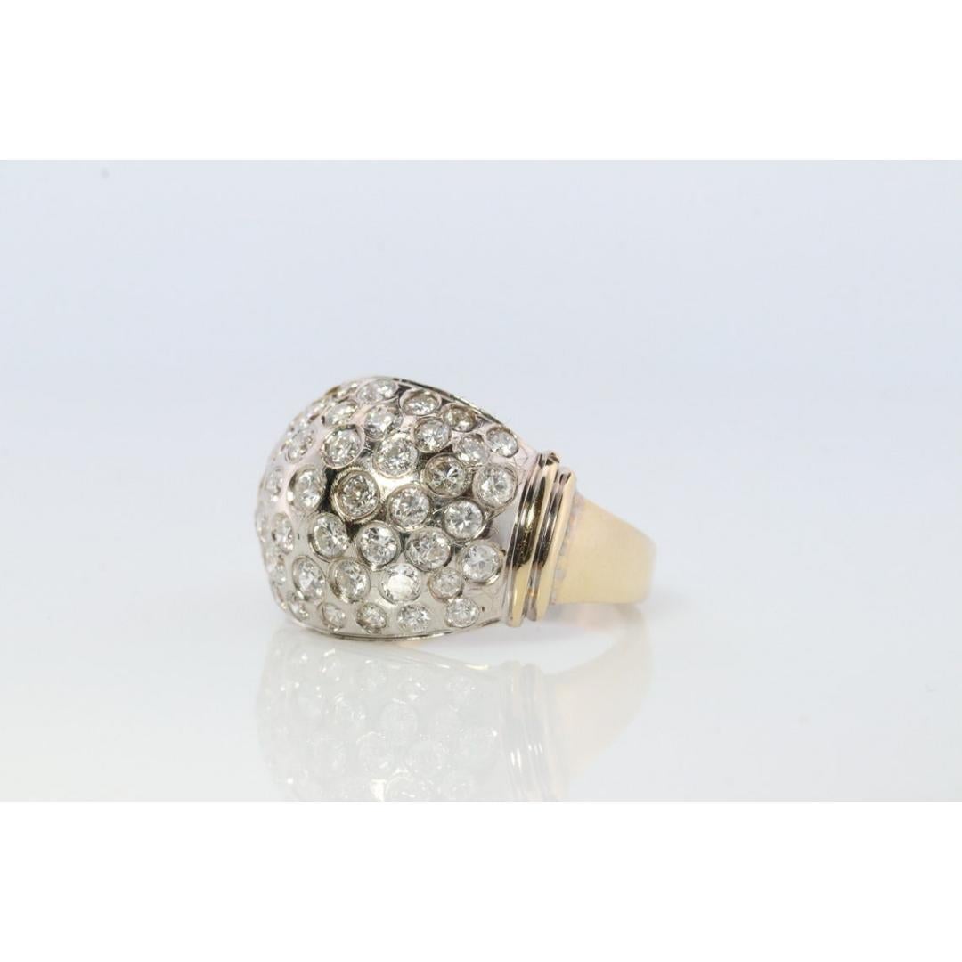 14k Diamond Cluster Bombe Dome Ring. Contemporary Diamond cluster dome cocktail 2