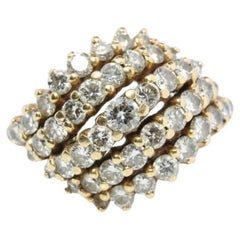 14k Diamond Cluster Bombe Dome Ring. Contemporary Diamond cluster dome cocktail