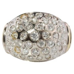 14k Diamond Cluster Bombe Dome Ring. Contemporary Diamond cluster dome cocktail