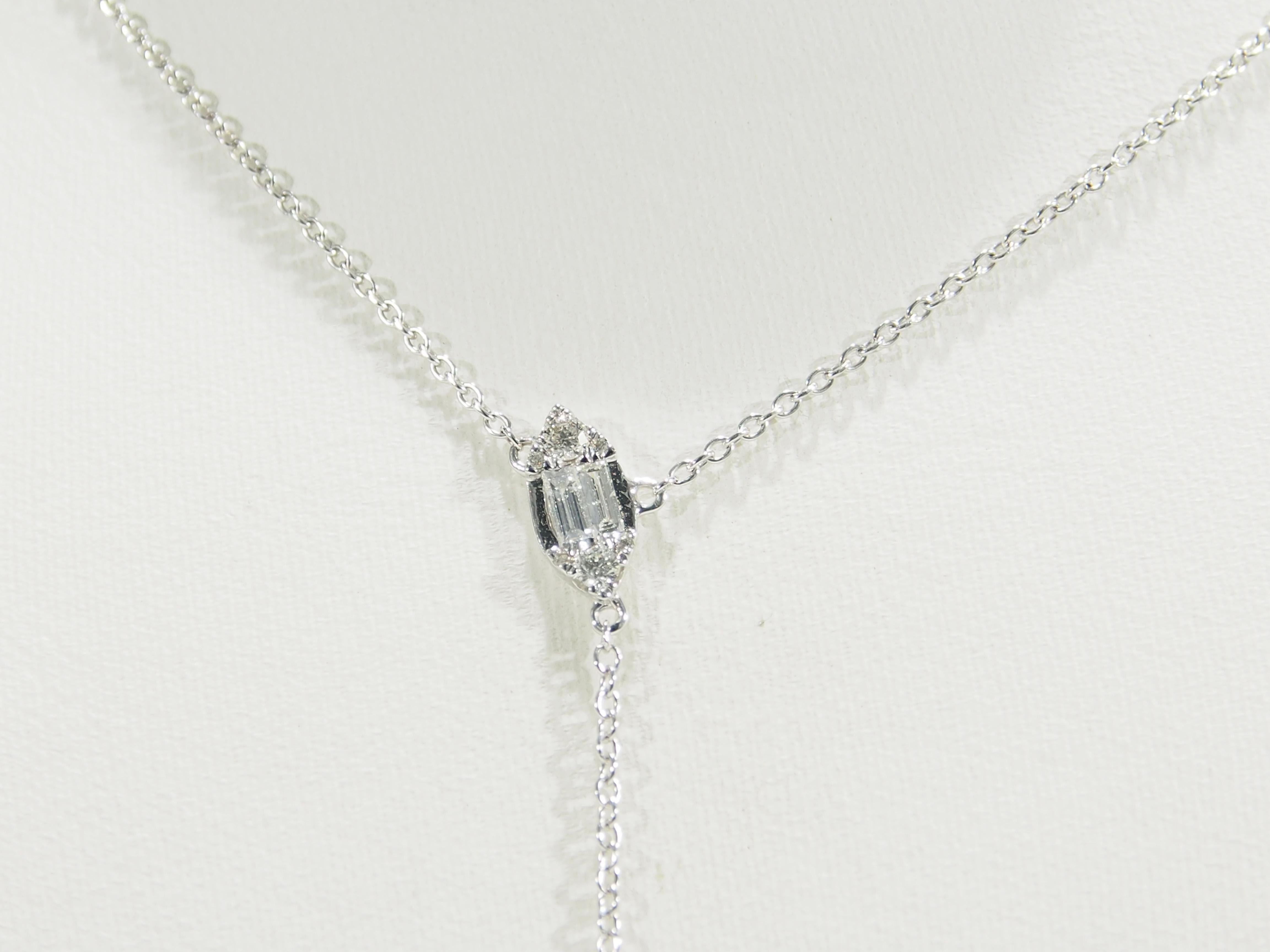 14 Karat Diamond Cluster Necklace Pendant Dangle White Gold 0.48 Carat In Good Condition For Sale In Boca Raton, FL