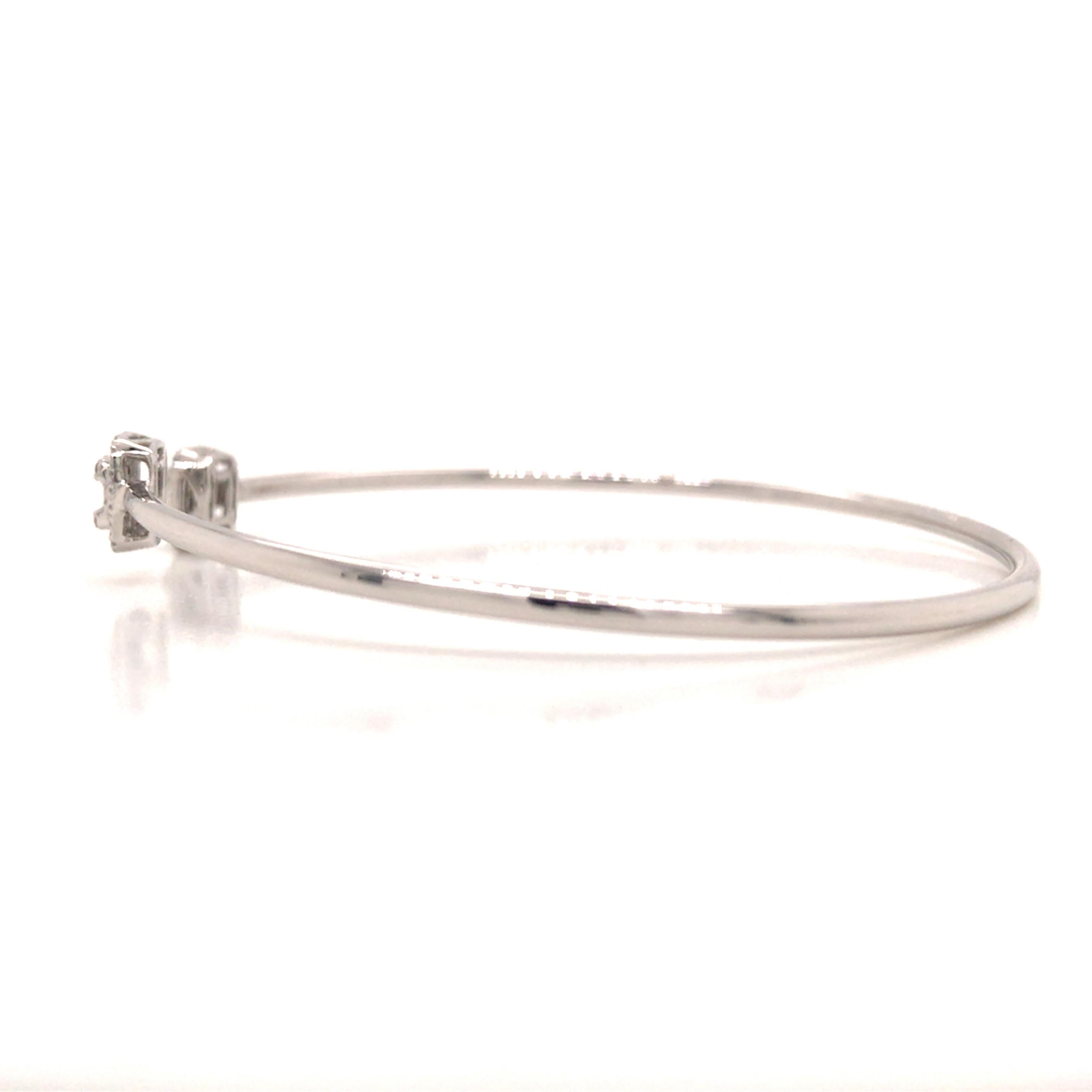 14K Diamond Cluster Open Bangle Bracelet White Gold For Sale 1
