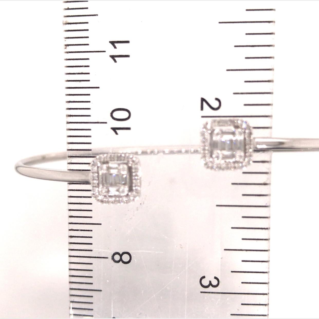 14K Diamond Cluster Open Bangle Bracelet White Gold For Sale 4