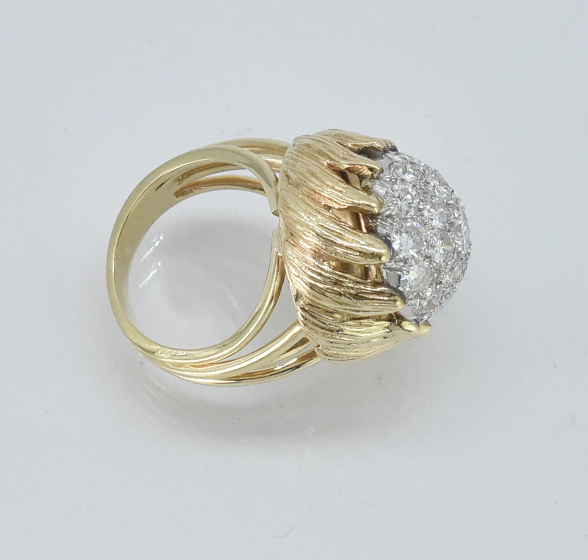20th Century 14k Diamond Cluster Ring, 2.0cttw For Sale