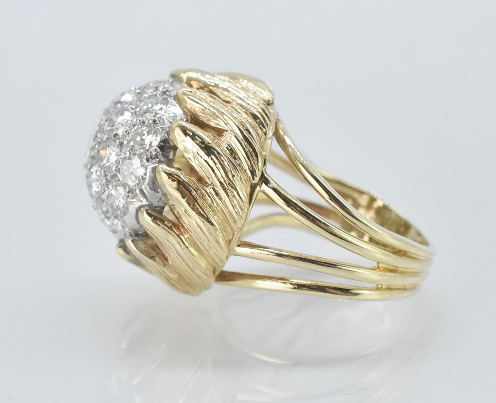 Gold 14k Diamond Cluster Ring, 2.0cttw For Sale