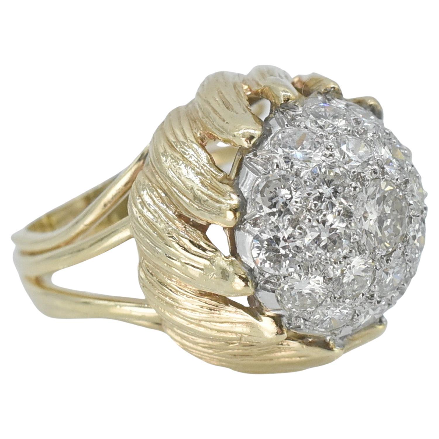 14k Diamond Cluster Ring, 2.0cttw For Sale