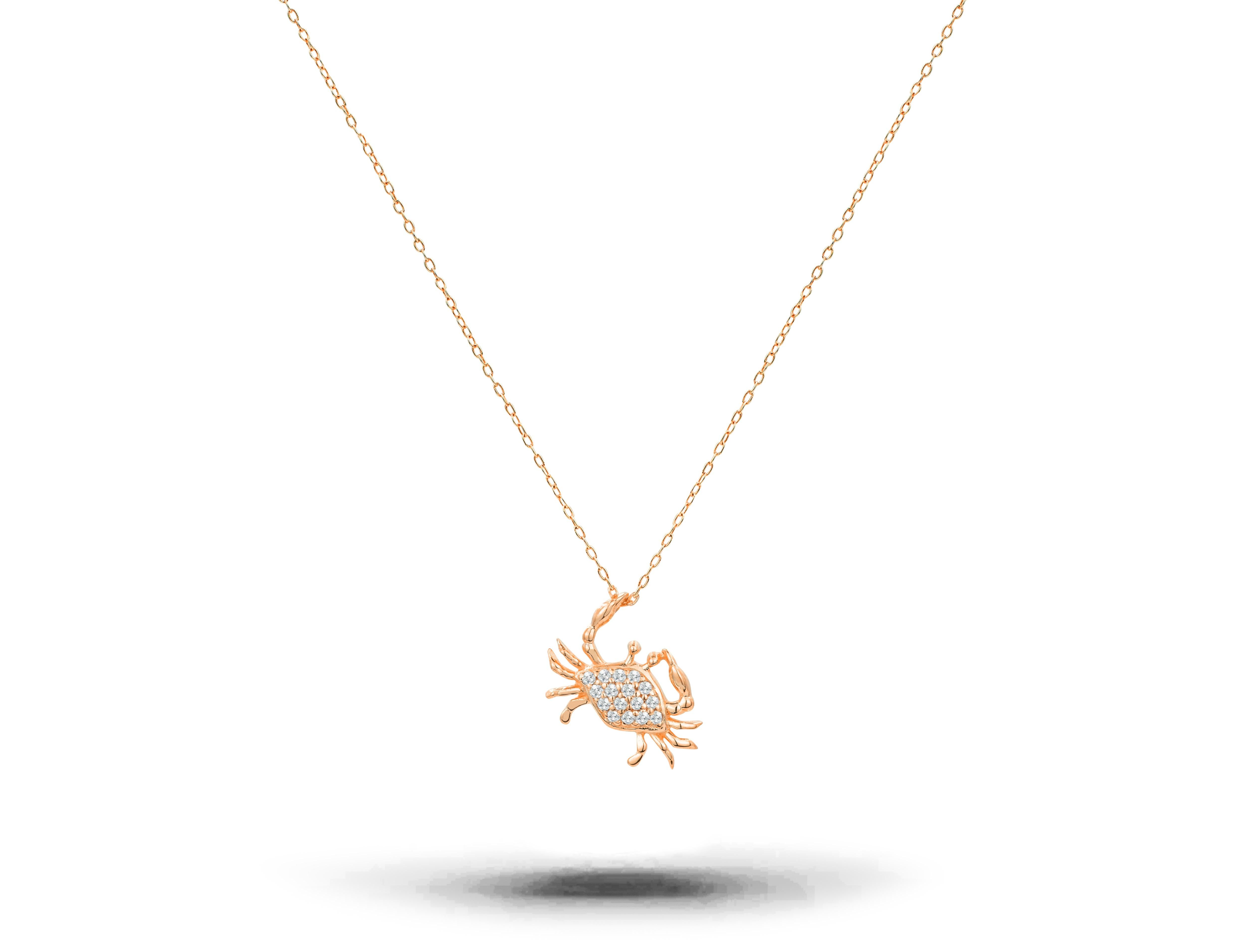 14k Gold Diamond Crab Pendant Necklace  Cancer Zodiac Pendant Necklace  Crab Charm  Ocean Beach Jewelry Sailor Gift Foodie Friend Gift

Delicate dainty Crab charm necklace with natural diamond set in 14k Gold.

