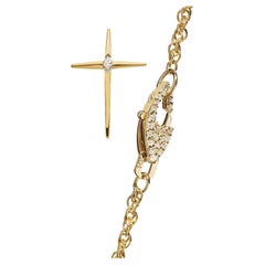 Cruz de diamantes de 14k en cadena con cierre de diamantes de doble cara personalizada