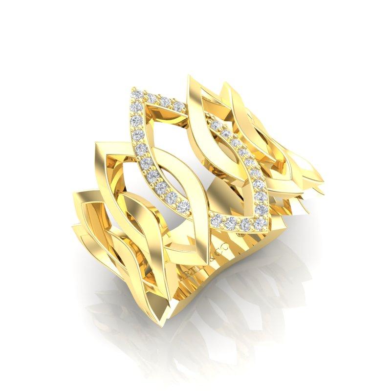 14K Diamond Cuff Ring In New Condition For Sale In Los Angeles, CA