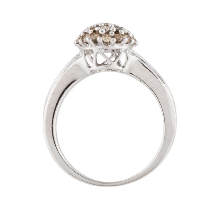 Round Cut 14k Diamond Dazzling Cluster Ball Ring For Sale